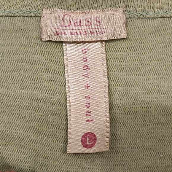 Women's Bass Pajama Set LS Coffee Theme Green Size Large Preowned - Picture 8 of 8